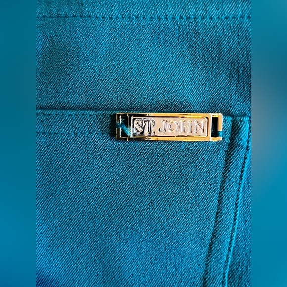 St John dress Pants Turquoise blue Sporty Trousers straight dress pant 8 zip - Picture 6 of 16